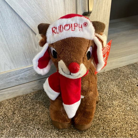 Rudolph The Red Nosed Reindeer Plush Christmas Hat /Scarf Stuffed Animal Dan Dee - Picture 2 of 12
